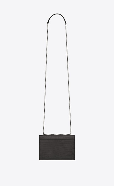 sunset chain wallet in crocodile embossed shiny leather